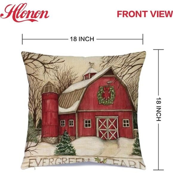 Set of 4 Christmas Decorations |  Christmas Pillow Covers 18 x 18 Inches - Picture 4 of 6